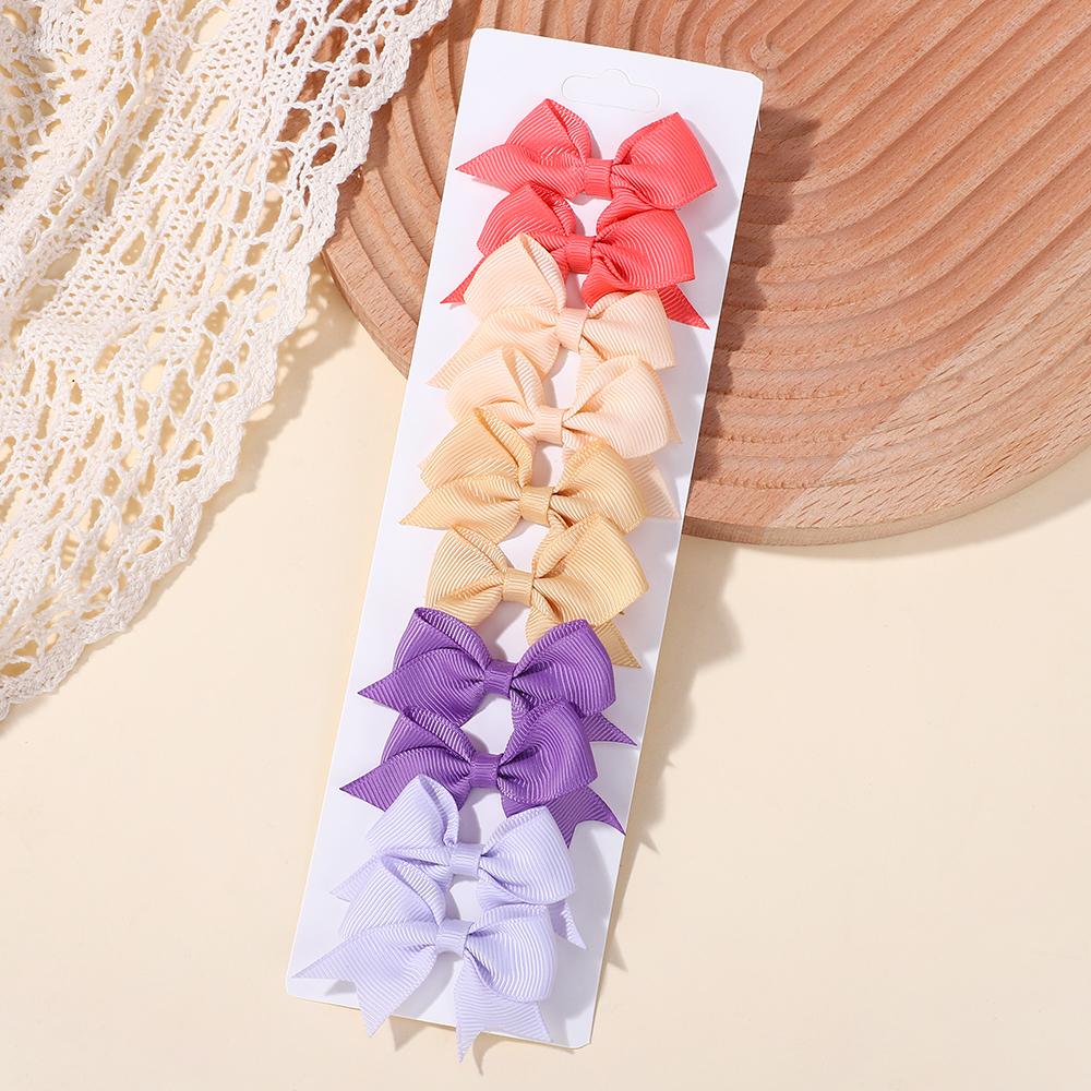 10Pcs/set Cute Solid Bows Baby Hair Clips Candy Color for Girls Princess Hairpins Barrettes Kids  Grosgrain Hair Accessories