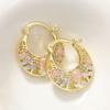 Huitan Trendy Flower Hollow Out Design Metal Hoop Earrings For Women Wedding Party Engagement Daily Luxury Accessories Gift