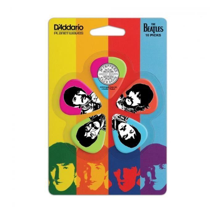 D'Addario 1CWH2-10B6 - 10 Médiators guitare The Beatles Sgt. Pepper's - Light