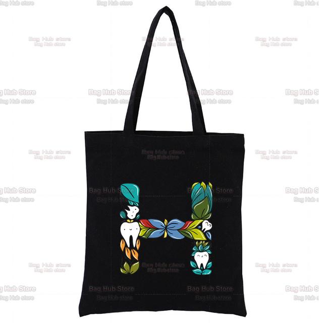 TOOTH 26 Letter Alphabet Printing Canvas Bag Shopper Bag Harajuku Style Women Bags Shoulder Bag Handbag