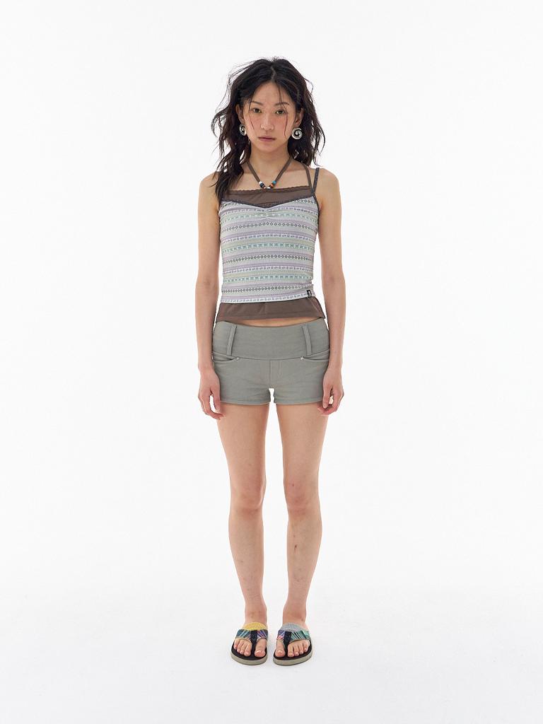 Igseupaieodeugeol Rivet Micro Shorts Moss Gray
