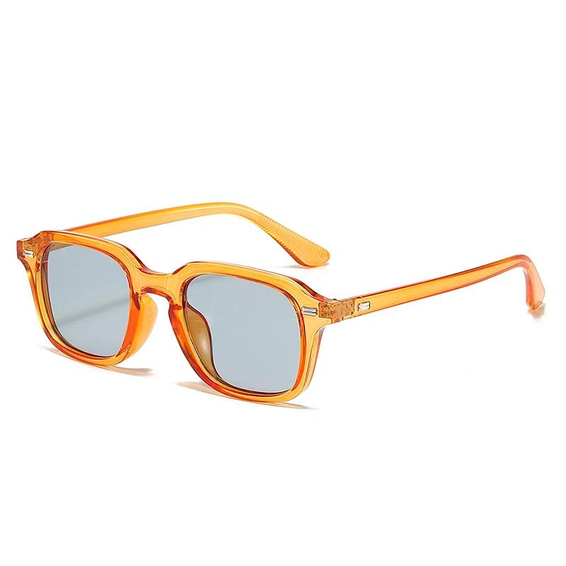 JNPCXI Square Candy Color Women Sunglasses Retro Rivets Men Trending Orange Sun Glasses Shades UV400