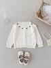 Baby Girl Cotton Cardigan with Cherry Embroidery - Spring/Summer Lace Knitwear