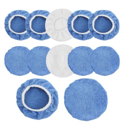12 Packs Car Polisher Waxer Pad Bonnet Set Microfiber for Truck Motorcycle Bike Boat Yacht