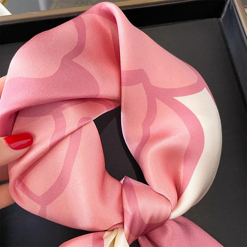 70 Square Scarf Silk Silk Scarf Women's Retro Pink Flower Print Square Scarf Women's Professional Plain Crepe Satin Mulberry Silk Scarf