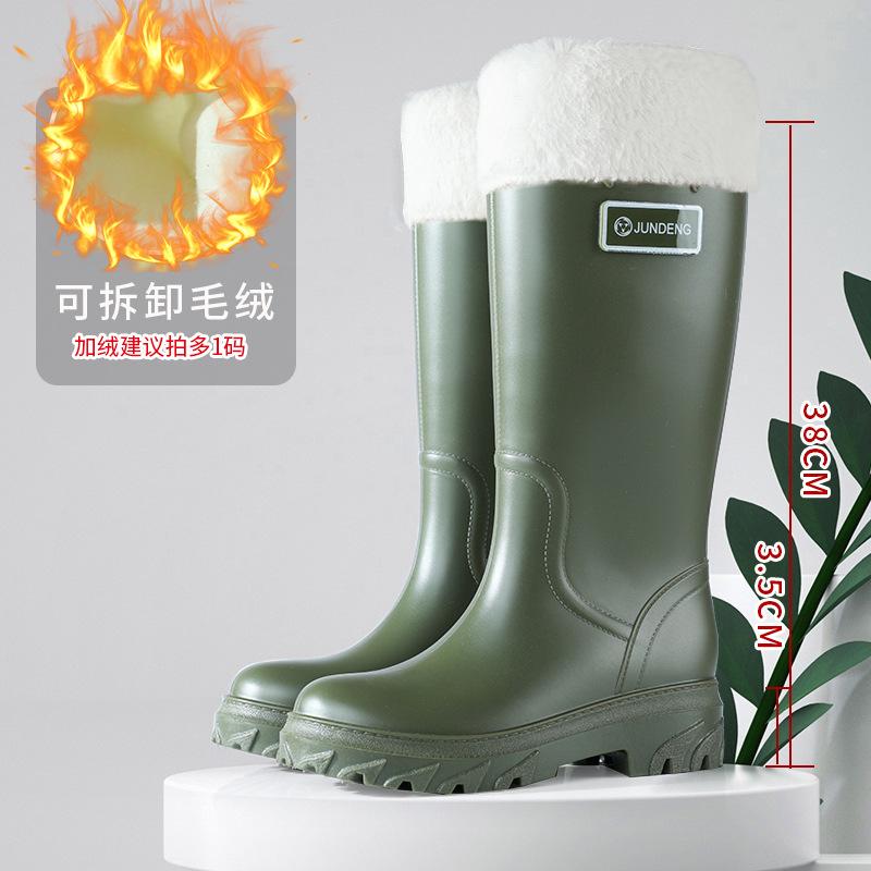 New Women's Rain Shoes Simple Medium and High Tube Women's Shoes Waterproof and Non-slip Work Rubber Shoes Go Out In the Kitchen Rainy Day