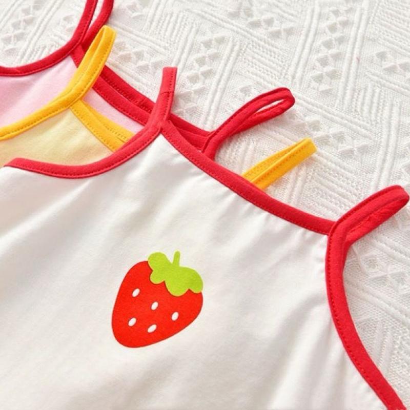 Children Summer Sleeveless T-shirt Outer Clothes Summer Girls Camisole Top Kids Girl Fruit Print Daily Homewear