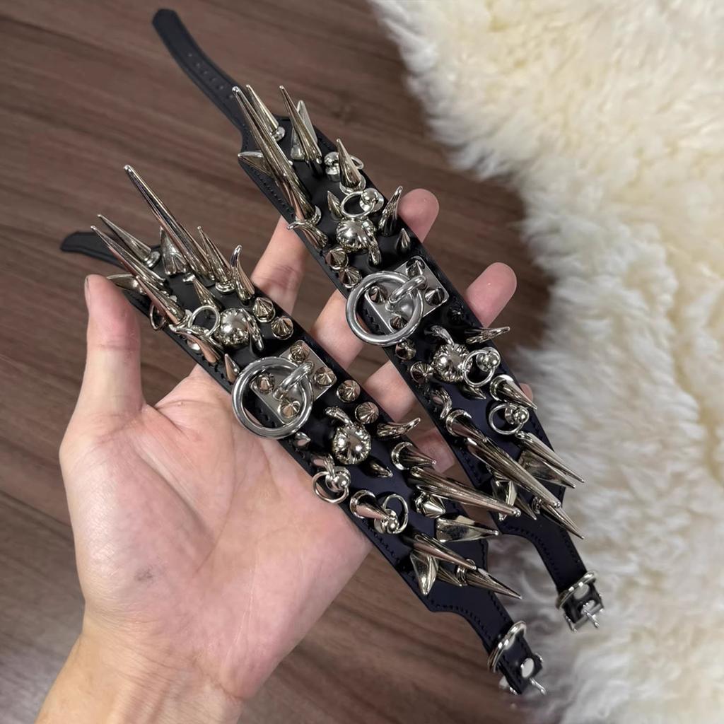 New Necklace Rivets Punk Cool Choker Spike Metal Y2K Leather Gothic Unisex Neck Accessaries For Women Men Jewelry Gift