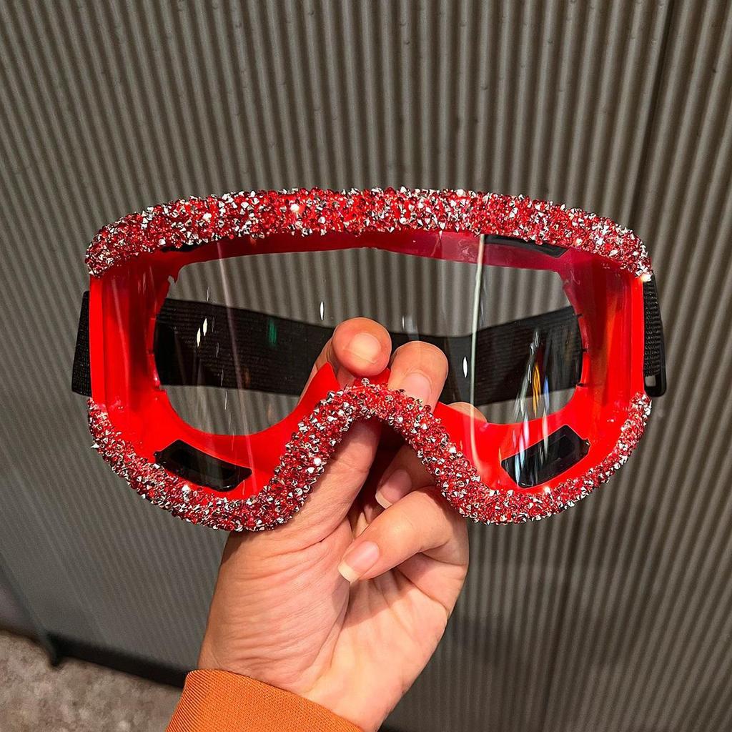 Rhinestone Ski Goggles for Women, Bling Oversized Snowboard Goggles, Fashion Snow Goggles for Winter Sports