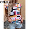 GMXIA Women's Fashion Casual Leisure Short Sleeve V Neck Blouses & Shirts