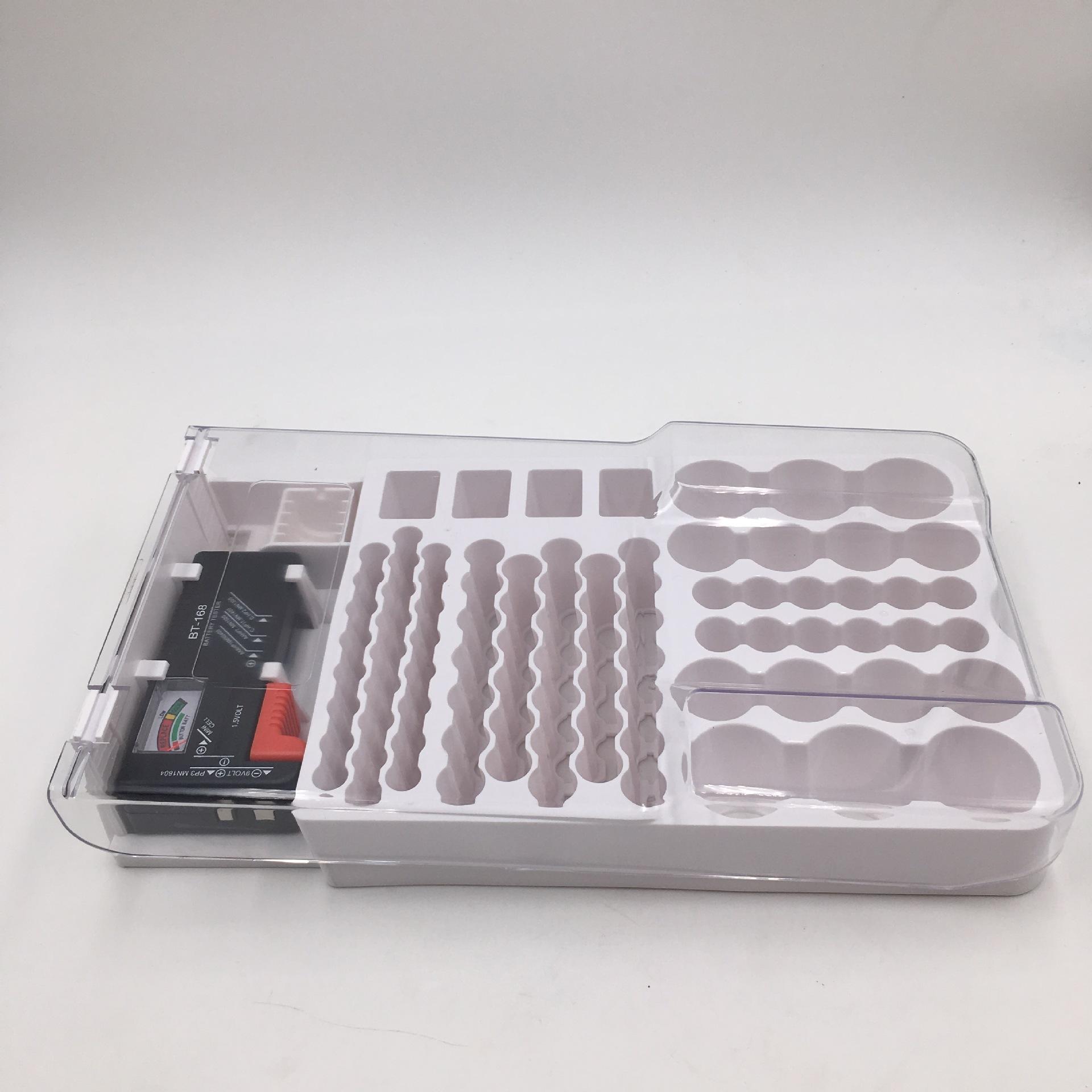 

Ящик для хранения аккумуляторов и тестер с крышкой, включая съемный тестер аккумуляторов для держателя аккумуляторов для гаража