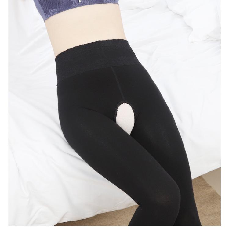 

Кружевные леггинсы с высокой талией - Сексуальные, утягивающие живот, с открытой промежностью, больших размеров, цельные колготки для осени и зимы Pantyhose - One Size - 80-120 lbs