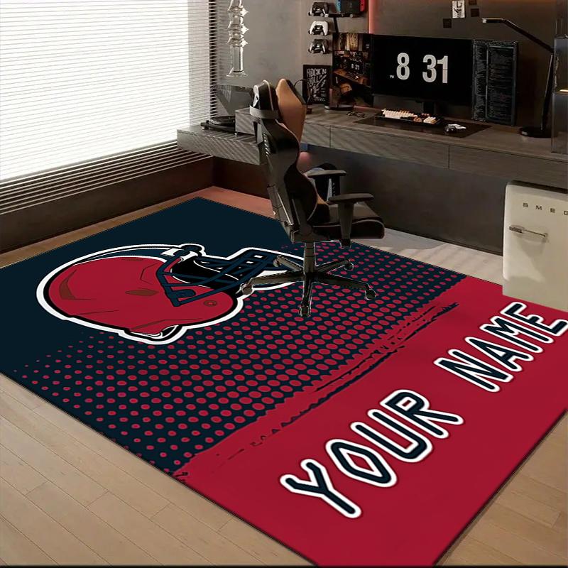 1PC Custom Name Football Helmet Theme Floor Mat Ideal for Living Room, Game Rooms, Office, Bedroom,Floor Mat Playful Design