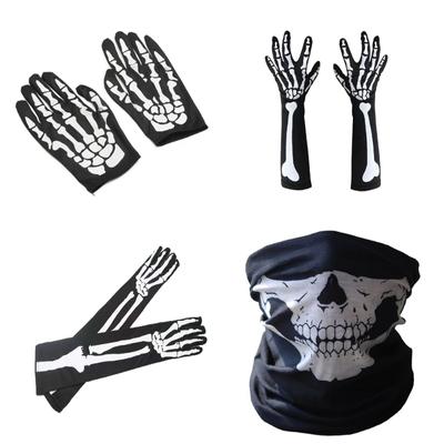 Guanti Scheletro Maschera Facciale Teschio per Costume Uomo Adulto Festa di Halloween Cosplay
