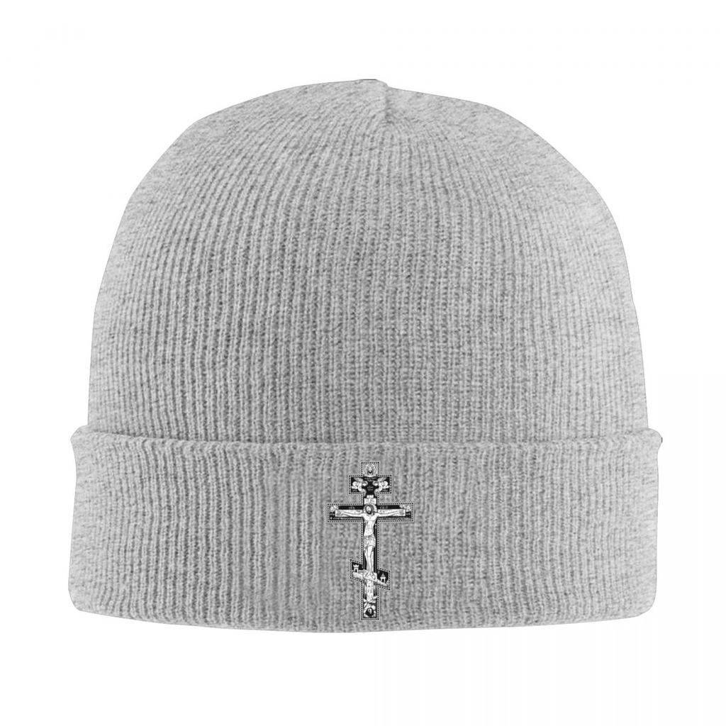 Orthodox Cross Classic Knitted Hat for Women Unisex Beanies Autumn Winter Hats Christian Jesus Religion Religious Casual Melon Cap