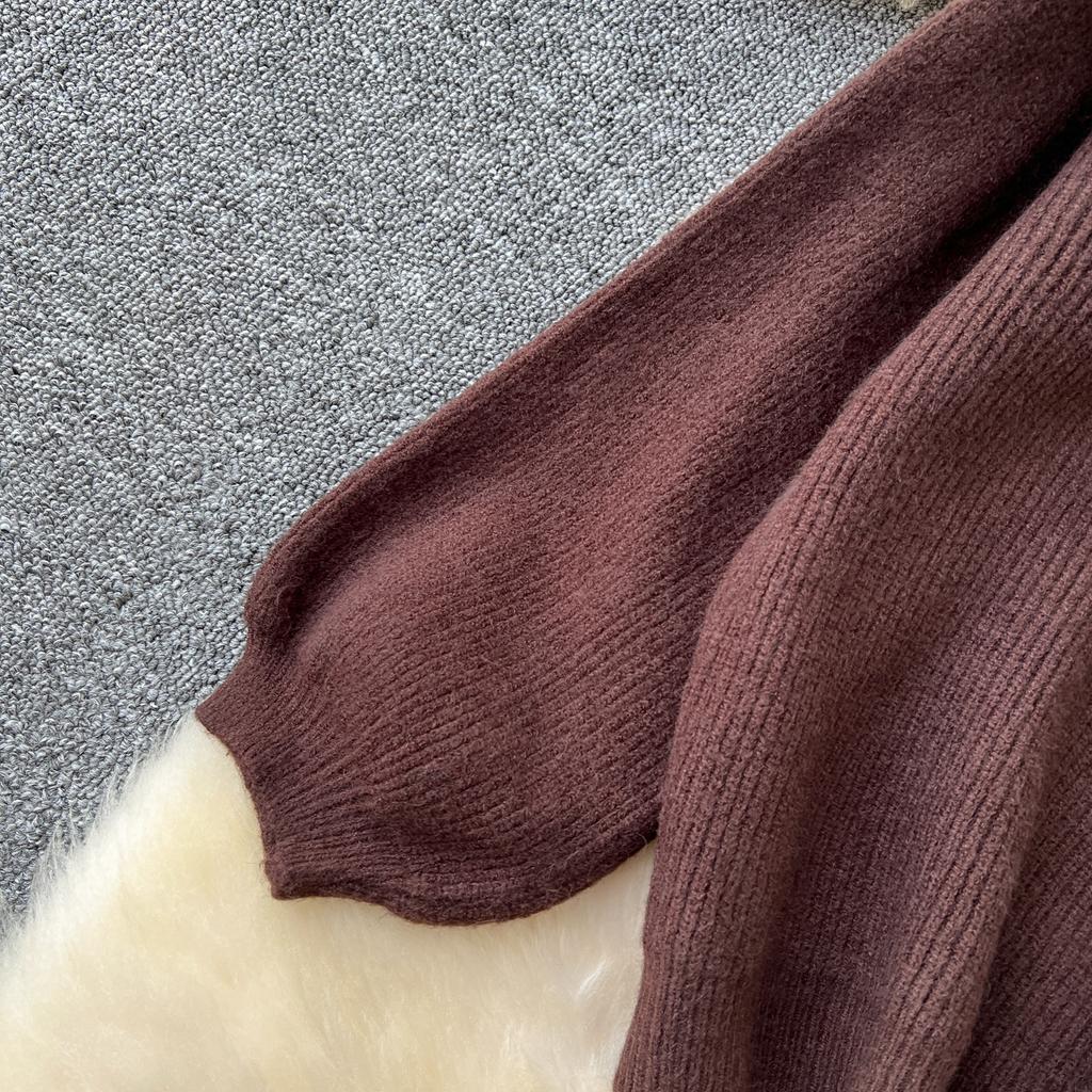 Autumn Casual Two Pieces Sets Women O-Neck Loose Knitting Top+Elastic Waist Large Swing Skirt Basic Korean Winter Sets