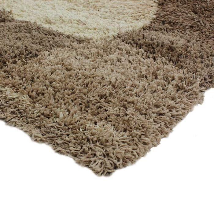 Tapis à poils longs motifs galets chocolat 120x170
