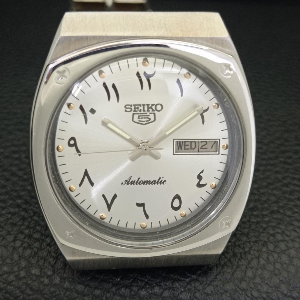 SEIKO 5 AUTOMATIC JAPAN MENS 7009A VINTAGE ARABIC SILVER DIAL WATCH a702459-5 R124-a702459