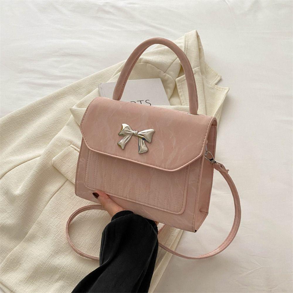 Simple Bow Crossbody Bag Fashionable Leather Handbags Y2K Trend Underarm Bag  Women