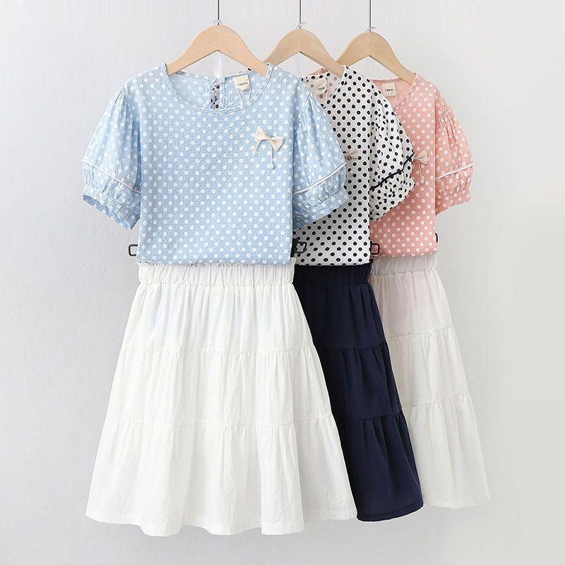 Girls' Cotton Short Skirt Summer New Children's Half Skirt Summer Girls' Solid Color Big Children's Half Skirt