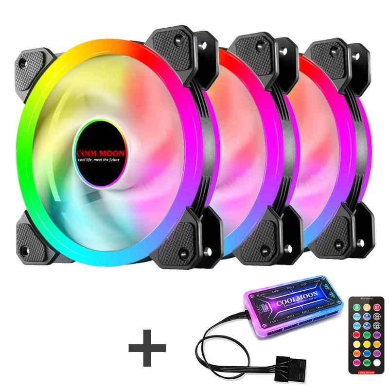 COOLMOON Radiance RGB 12cm Dual Aperture LED Cooling Fan for Desktop Computers