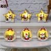 Wooden Luminous Christmas Ornaments: Star, Santa, Snowman, Deer Scene Pendants