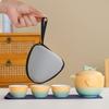 Travel Ceramic Tea Set, Kung Fu Tea Brewing Teapot, Anti-scalding Handle Teapot, Portable Storage, 1 Tea Pot and 3 Cups,
