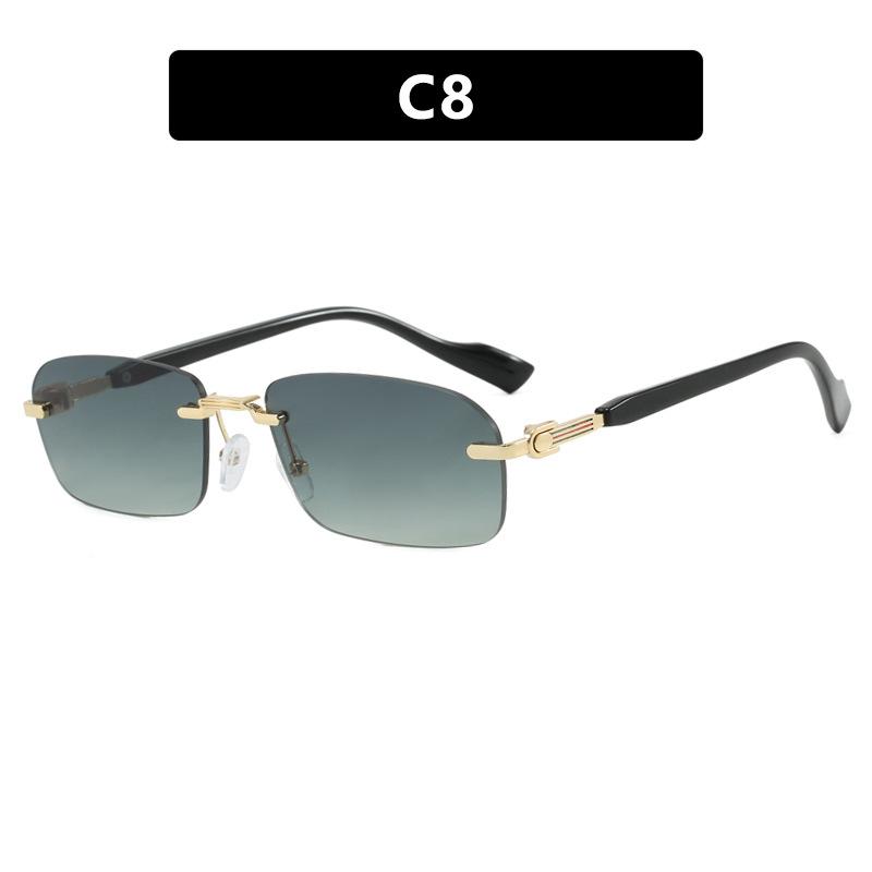 

Rimless Metal Material Sunglasses Women For Men Vintage Punk Luxurious Brand Style Designer Irregular Square Popular Hip Hop Sun Eyeglasses UV400 As the photo