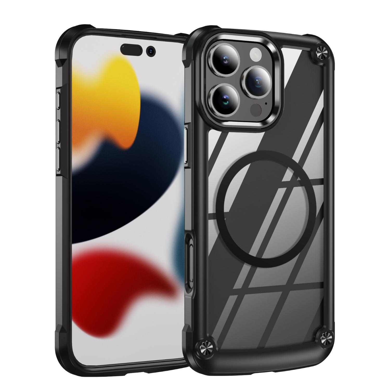 

Transparent Mobile Phone Case Dripping Oil Magnetic Ring Does Not Turn Yellow Acrylic Tpu Anti-fall for Magsafe for Apple Magnetic Suction Case For iPhone12