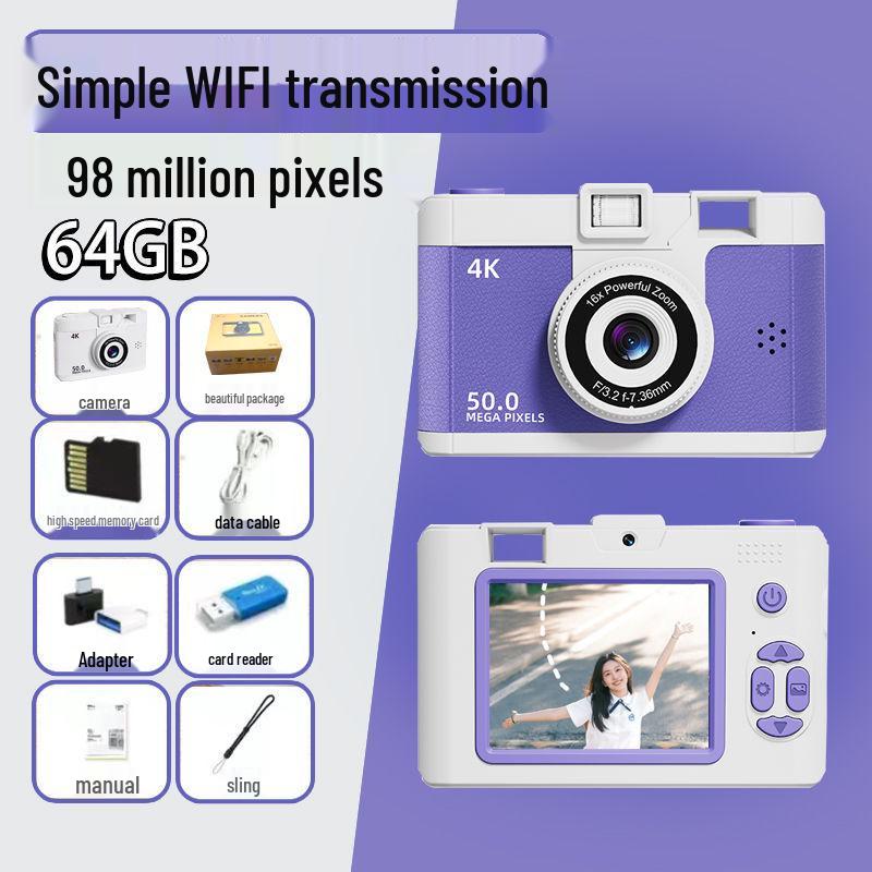 9800W Retro Digitalkamera mit Dual-Objektiv: HD-Foto & Video für Studenten