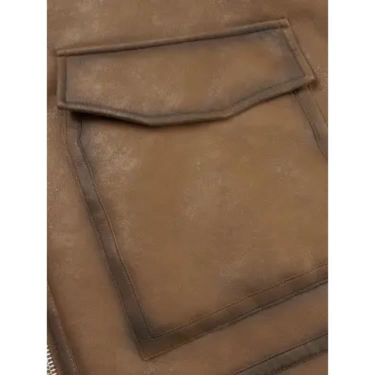 Levis FW24 Performance Warm Fleece Series Faux Shearling Jacket With Adjustable Zipper Men Jacket Brown 002NB-0000