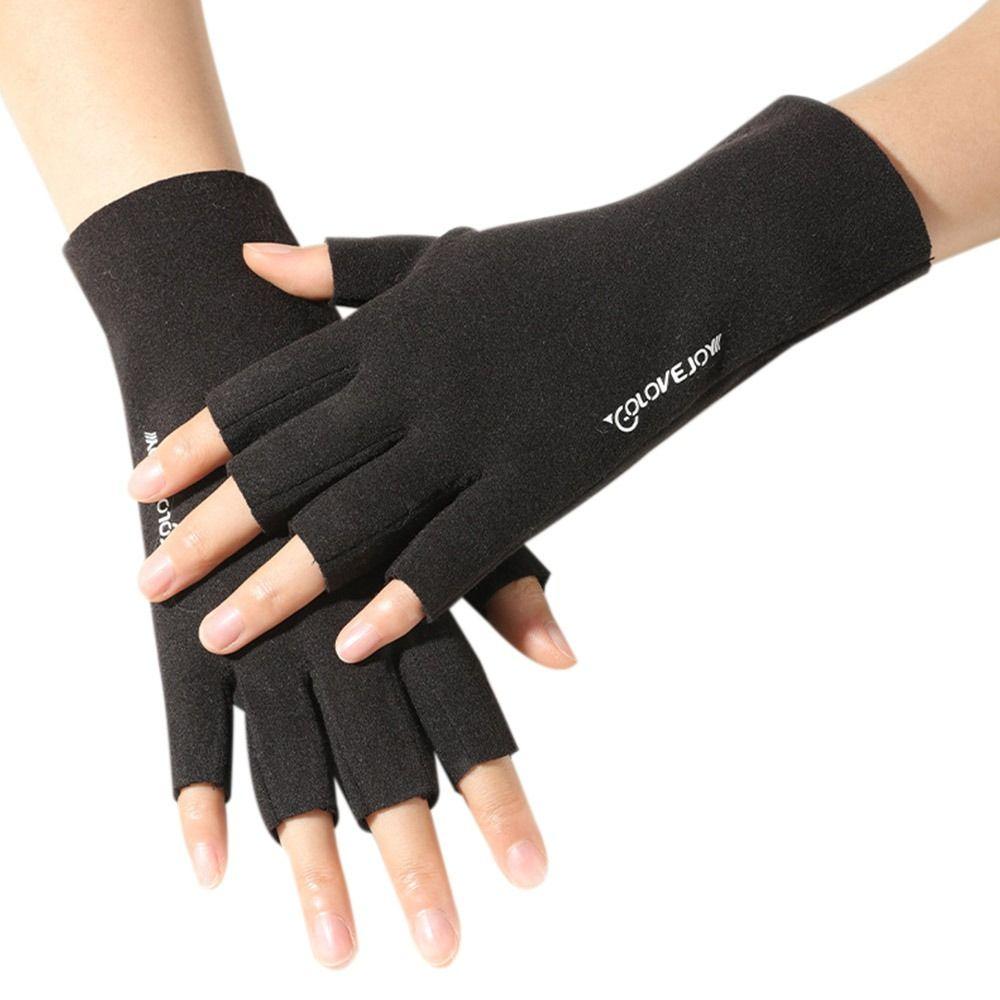 Autumn Winter German Velvet Warm Gloves Half Finger Gloves Semi-Finger Short Mittens Riding Gloves