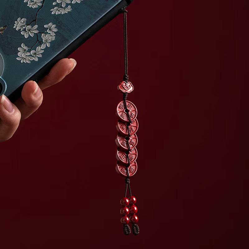 Cinnabar Charm USB Flash Drive Pendant with Purple-Gold Sand, Coin Purse, and Keychain Attachment