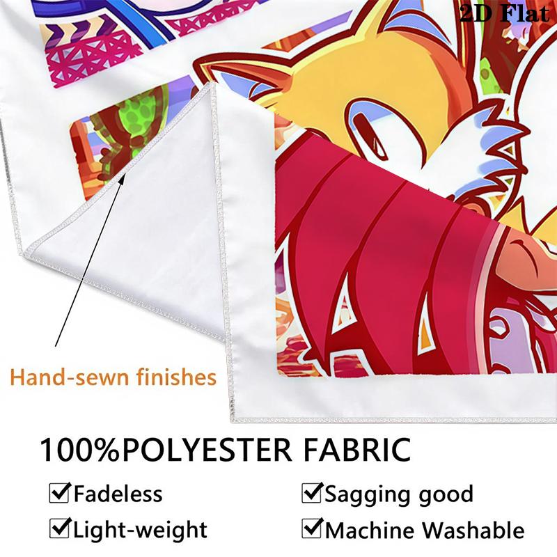 Sonic the Hedgehog Wall Tapestry Aesthetic Wall Hanging Printed Fabric Blanket Decorative Tapestries for Bedroom Living Room Home Decor