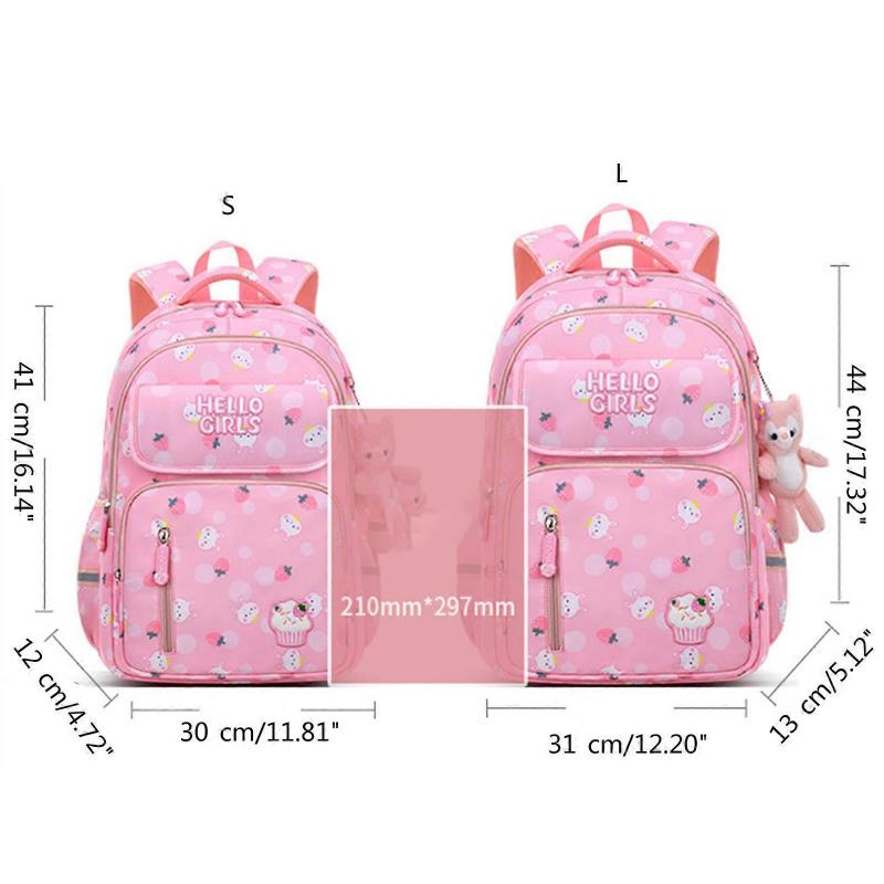 Cute Cartoon Schoolbag for Girls Lightweight Backpack Children Bag School Bag Splashproof Shoulder Bag School Supplies  Purple