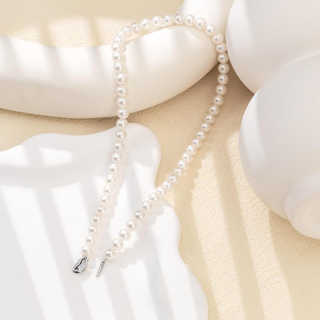 PHNIBIRD Pearl Popular and Premium Shell 925 Sterling Perfect for and Other Special Women's Necklace, Casual, Pearl, 8mm, Silver, 45cm, Weddings,