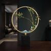 Bamboo Ornament with Marble Base Gold-Toned Decor Slim for Entryway, Hotel Lobby