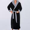 Nachthemd für Herren mit Kapuze, langen Ärmeln, Farbblock, verdickter Plüschmantel, Schnürgürtel, langer Stil, Wärmeisolierung, Loungewear