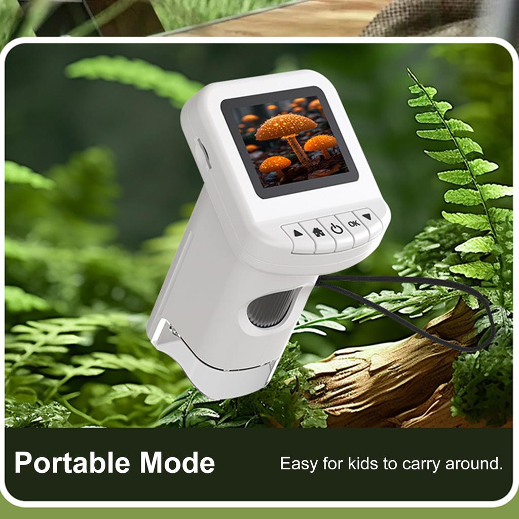Tragbares digitales Mikroskop für Kinder mit 2,0-Zoll-LCD-Bildschirm, 120X-1200X-Vergrößerung, HD-Elektronenmikroskop für