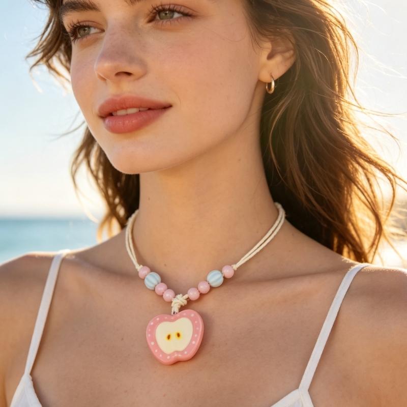 Adjustable Cord Necklace with Handcrafted Beads and Playful Pendant, Casual Statement Jewelry for Daily Outfits