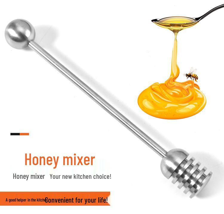 304 Stainless Steel Honey Stirrer with Beaded Handle