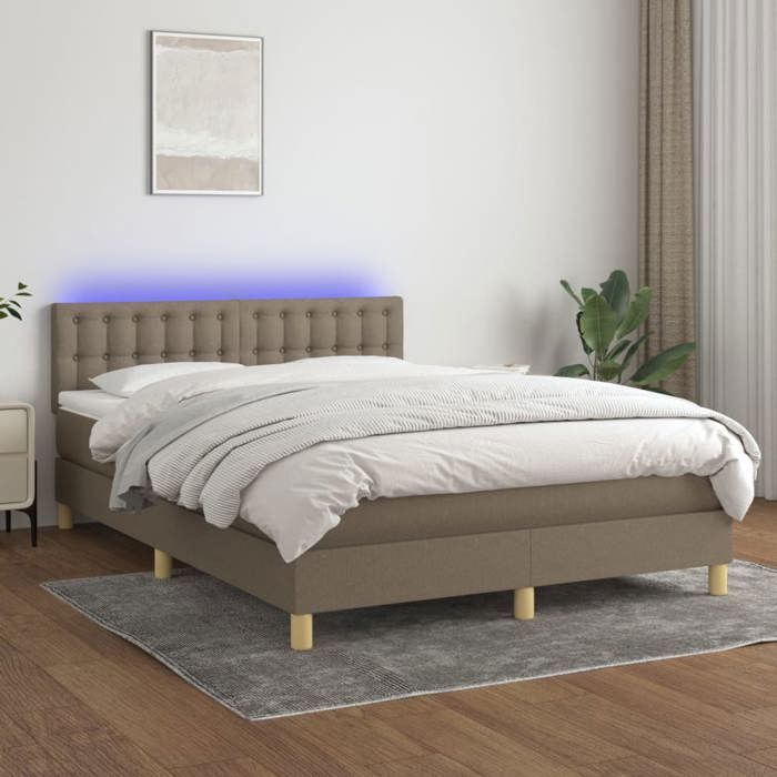 Maison Exclusive - Sommier à lattes de lit avec matelas LED Taupe 140x190 cm Tissu