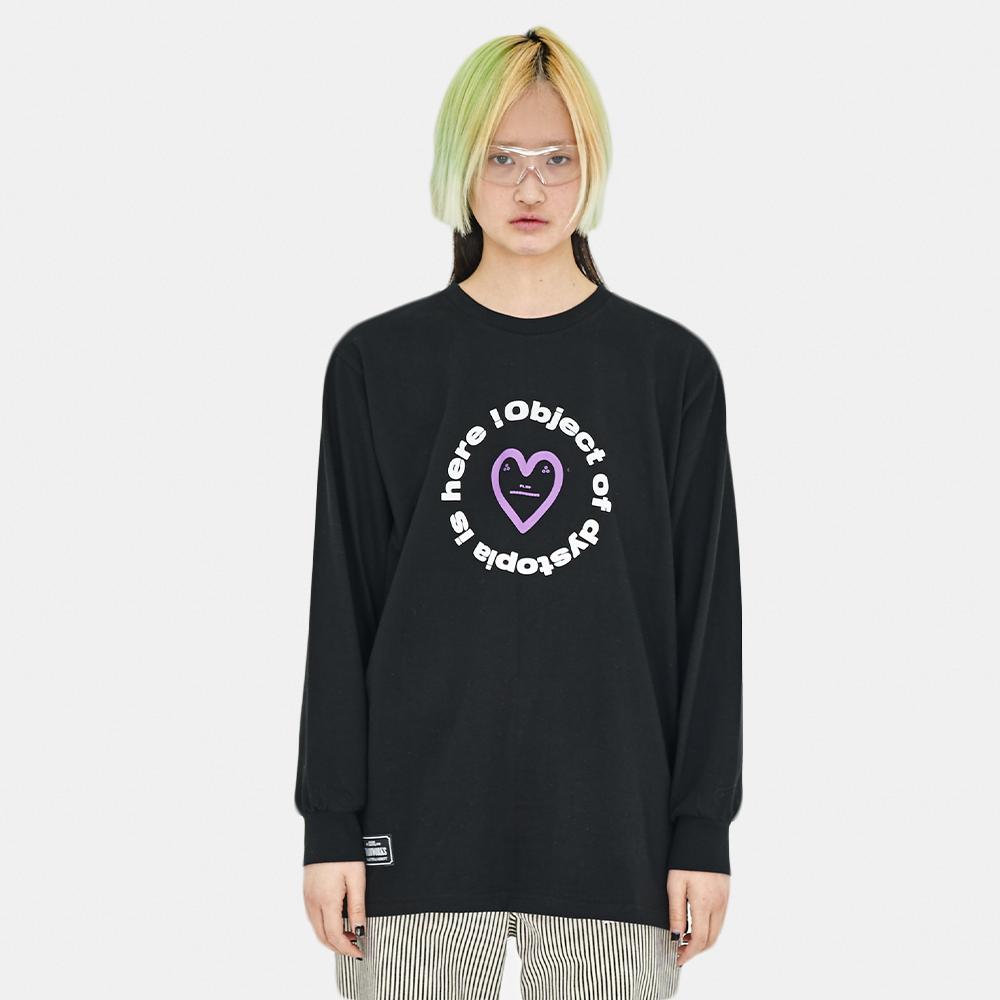 Jeneoduwogseu Heart Logo Long Sleeve Tee Black