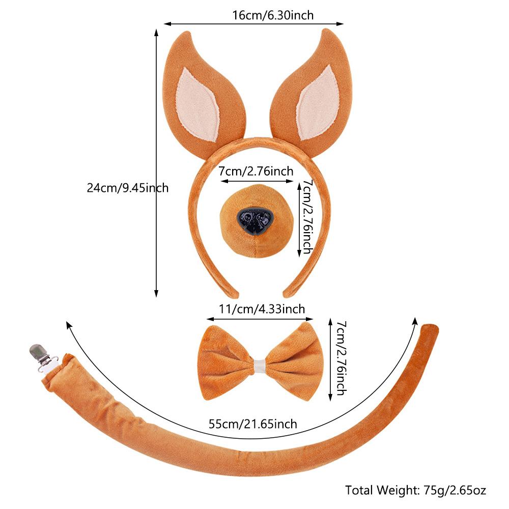 Halloween Animal Ears and Tail Set Holiday Masquerade Pig Costume Props for Kids and Adults