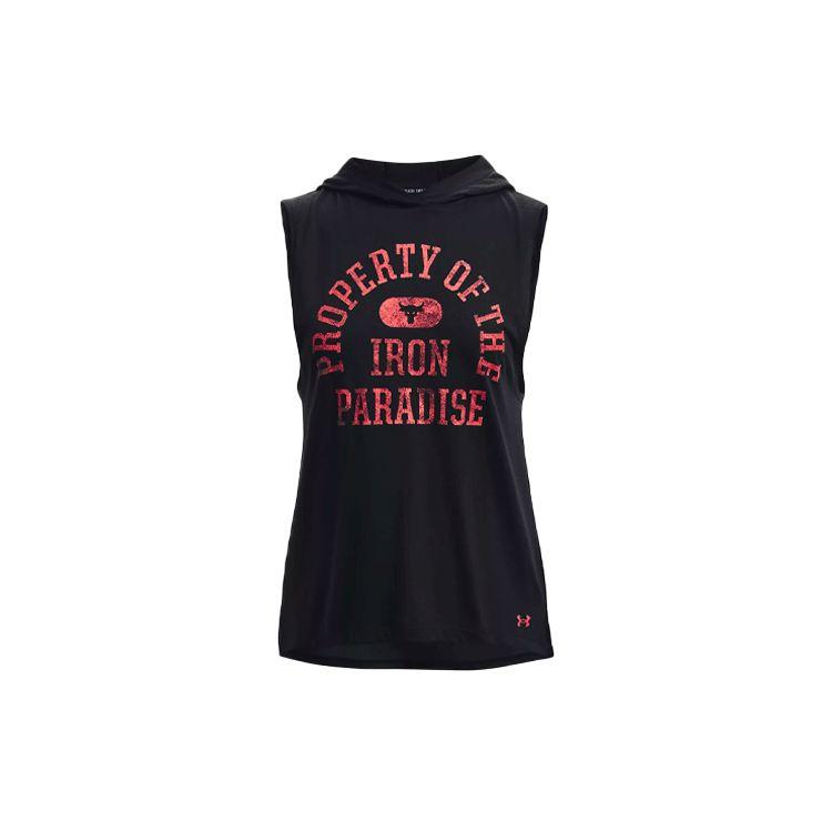 Under Armour Project Rock Johnson Printed Loose Training Hoodie Women Black 1366003-001 M