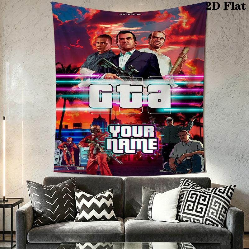 Custom Gta6 Wall Hanging Printed Fabric Blanket Decorative Tapestries for Bedroom Living Room Home Decor