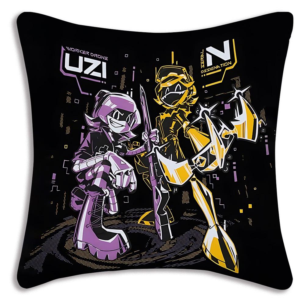 Horror Comedy M-Murders Drones Pillow Covers Cartoon Sofa Decorative Home Double-Sided Printing Short Plush Cute Cushion Cover