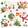 9Pcs PVC Christmas Window Stickers Removable Holiday Window Decals  Bathroom Glass Decor