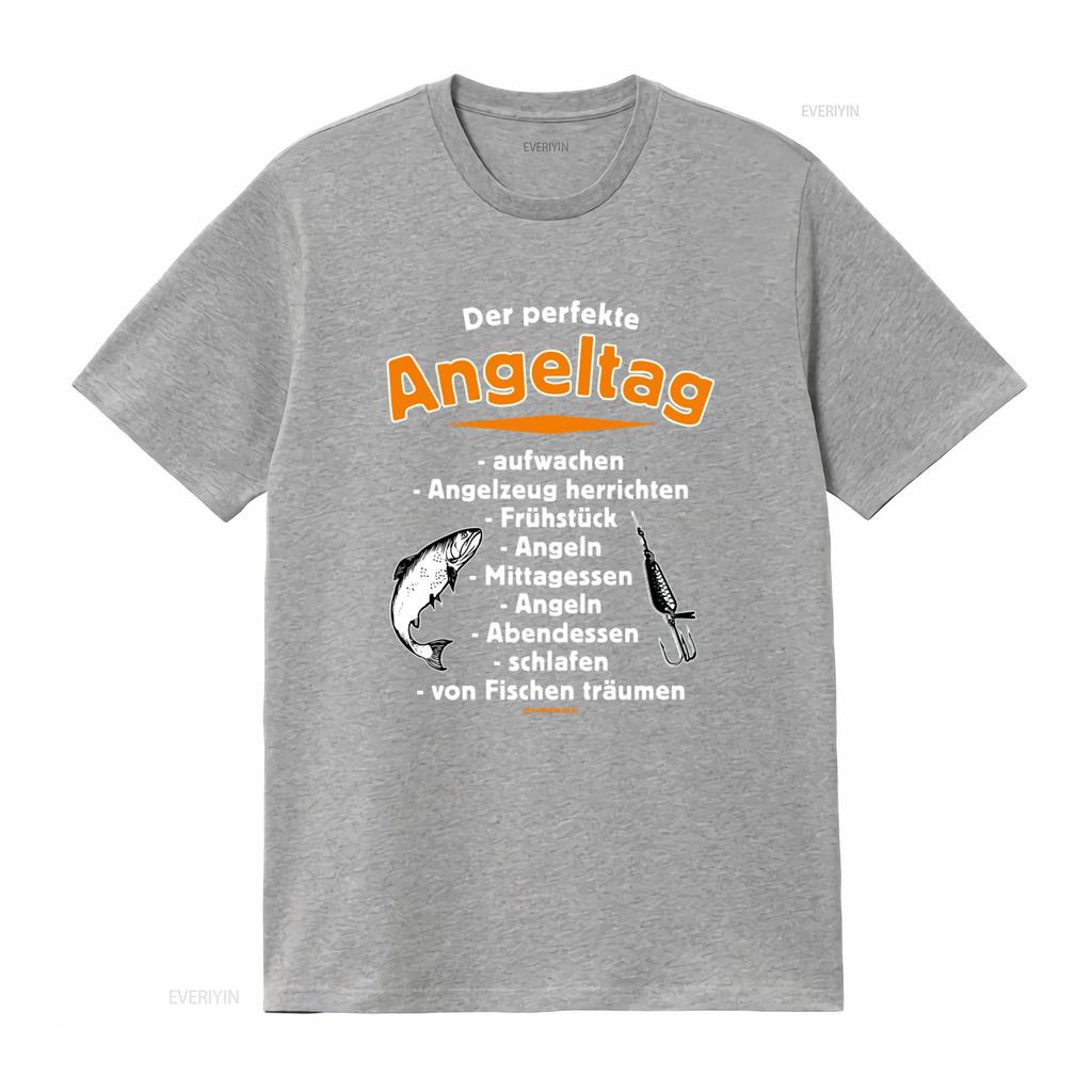 Mens Angler T Shirt The Perfect Fishing Day Funny Sayings Activities Design Vintage Washed Graphic Unisex Homme Slightly Soft