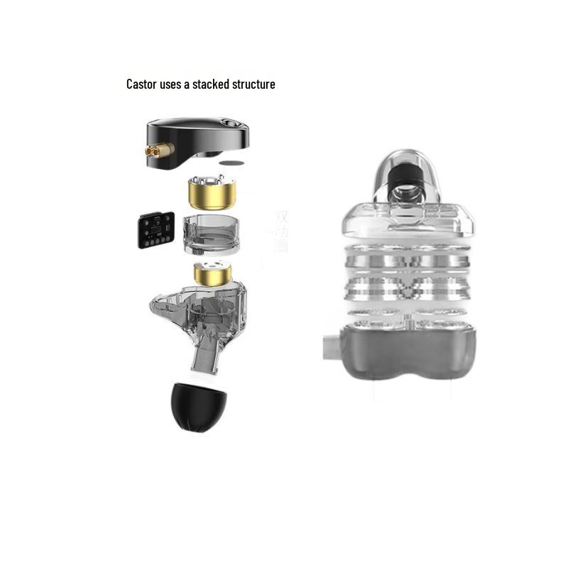 KZCASTOR Wired In-Ear Earphones with Dual Dynamic Drivers, Hi-Fi Sound for Gaming, Music, and Sports.